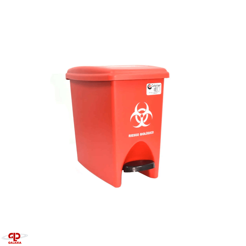 Papelera Rectangular de Pedal 12 Litros rojo