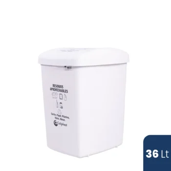 Papelera Tapa Vaivén 36L Blanca Colplast