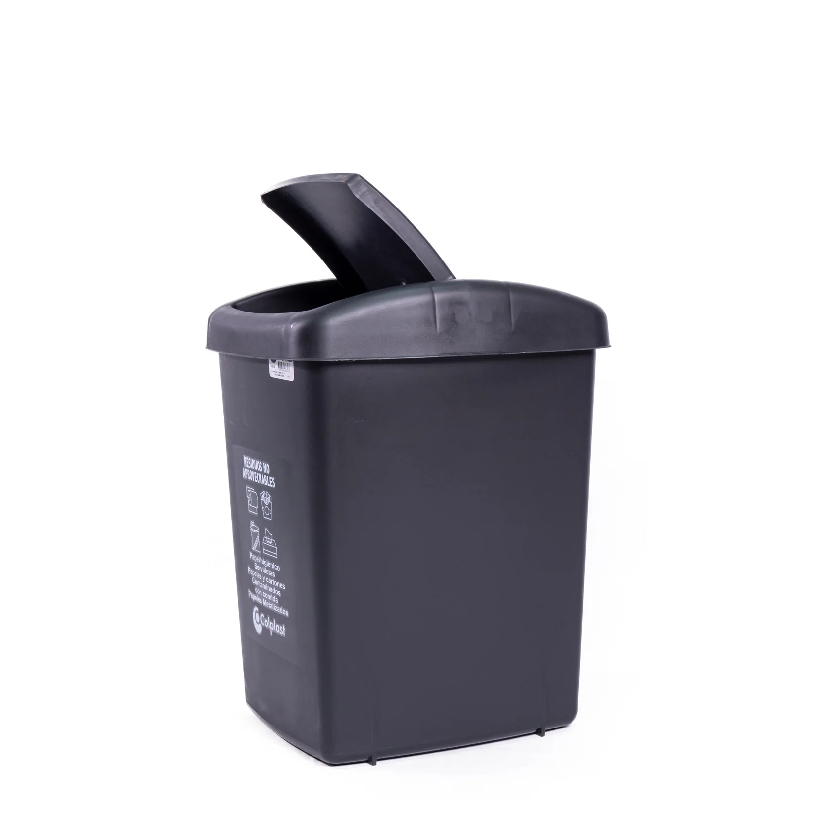Papelera Tapa Vaivén 36L Negra Colplast
