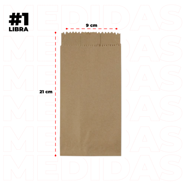Bolsa kraft 1 libra en Cúcuta – medidas 10x22 cm