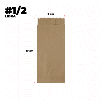 Bolsa kraft 1/2 libra en Cúcuta – medidas 7x17 cm