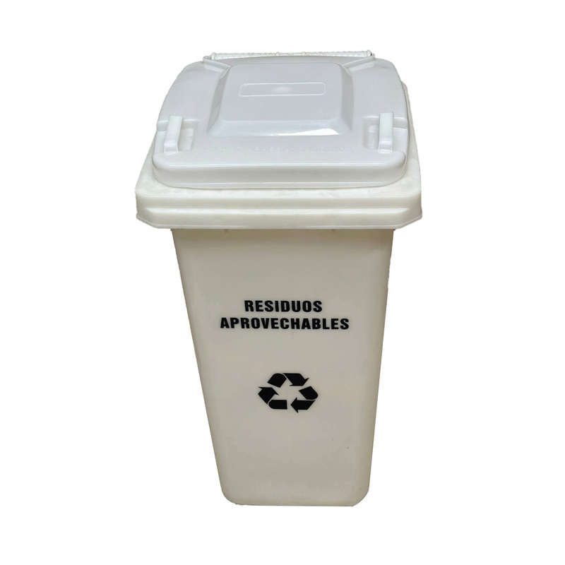 Tacho Ecológico Tripe Clean 120 Litros con Ruedas Blanco