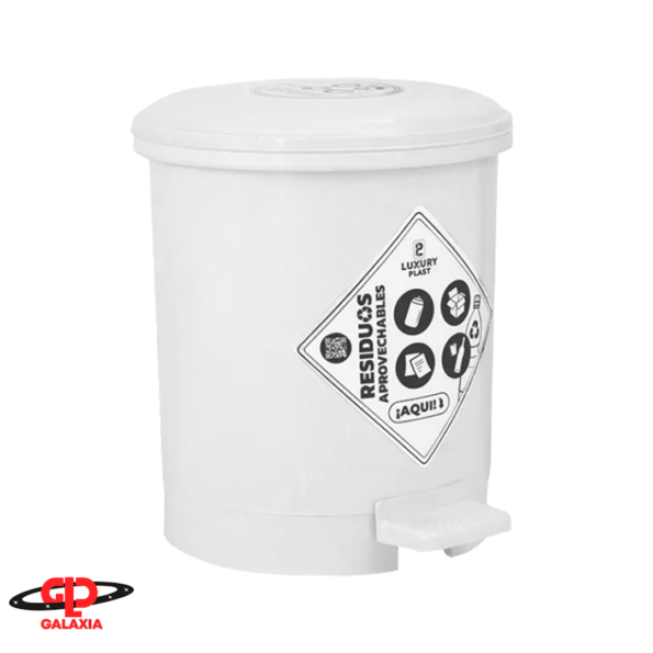 Papelera Redonda con Pedal 3.5 Litros blanca Luxury