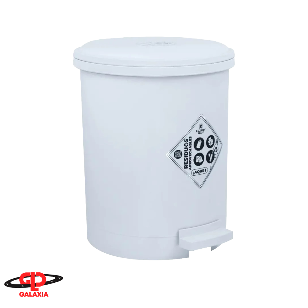 Papelera Redonda con Pedal 13 Litros Blanca Luxury