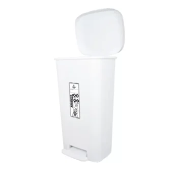 Papelera Cuadrada con Pedal 45 Litros Blanca Luxury