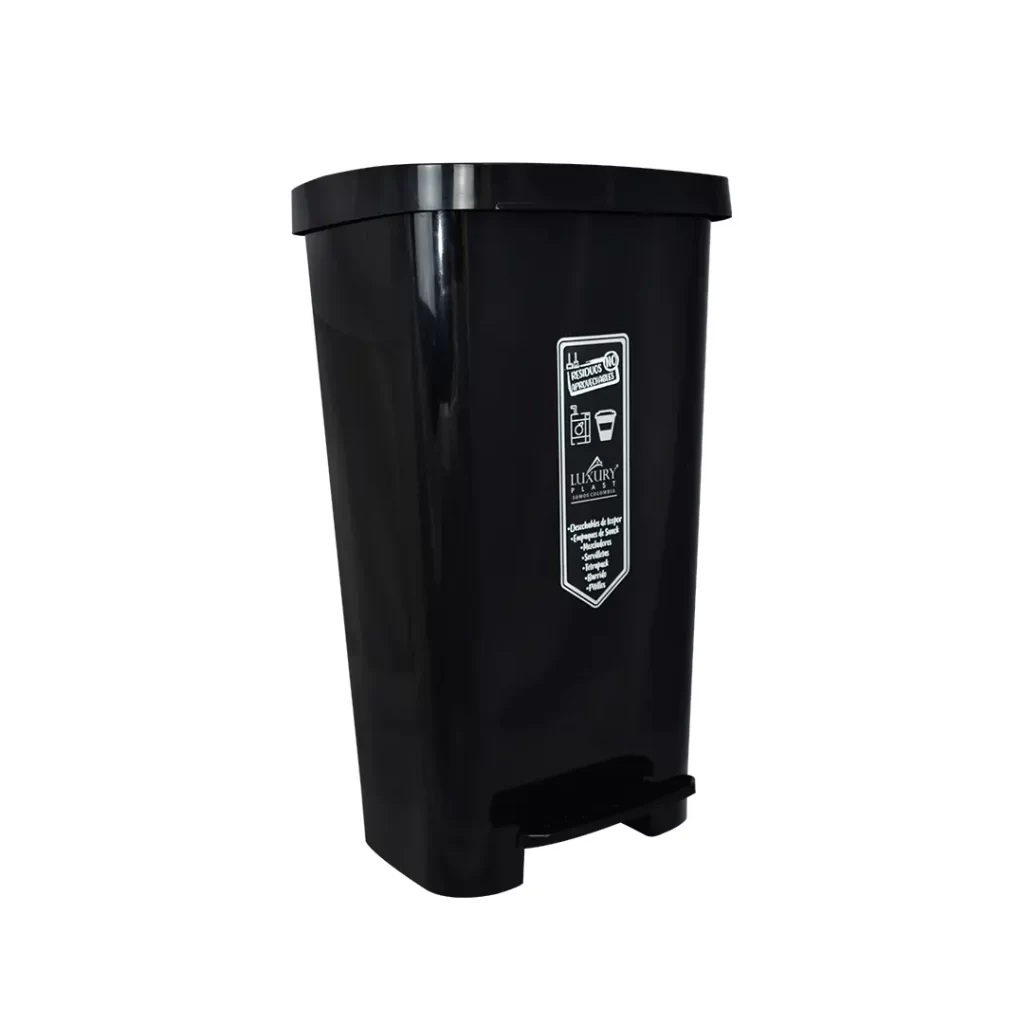 Papelera Cuadrada con Pedal 45 Litros Negra Luxury