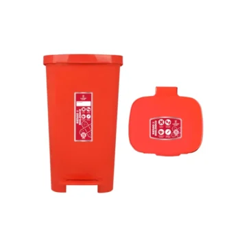 Papelera Cuadrada con Pedal 45 Litros Roja Luxury