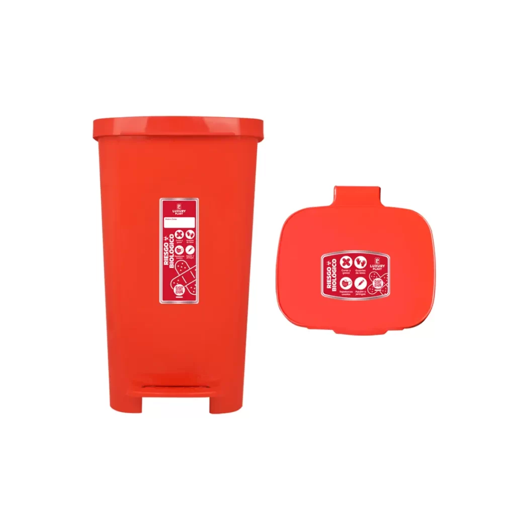 Papelera Cuadrada con Pedal 45 Litros Roja Luxury