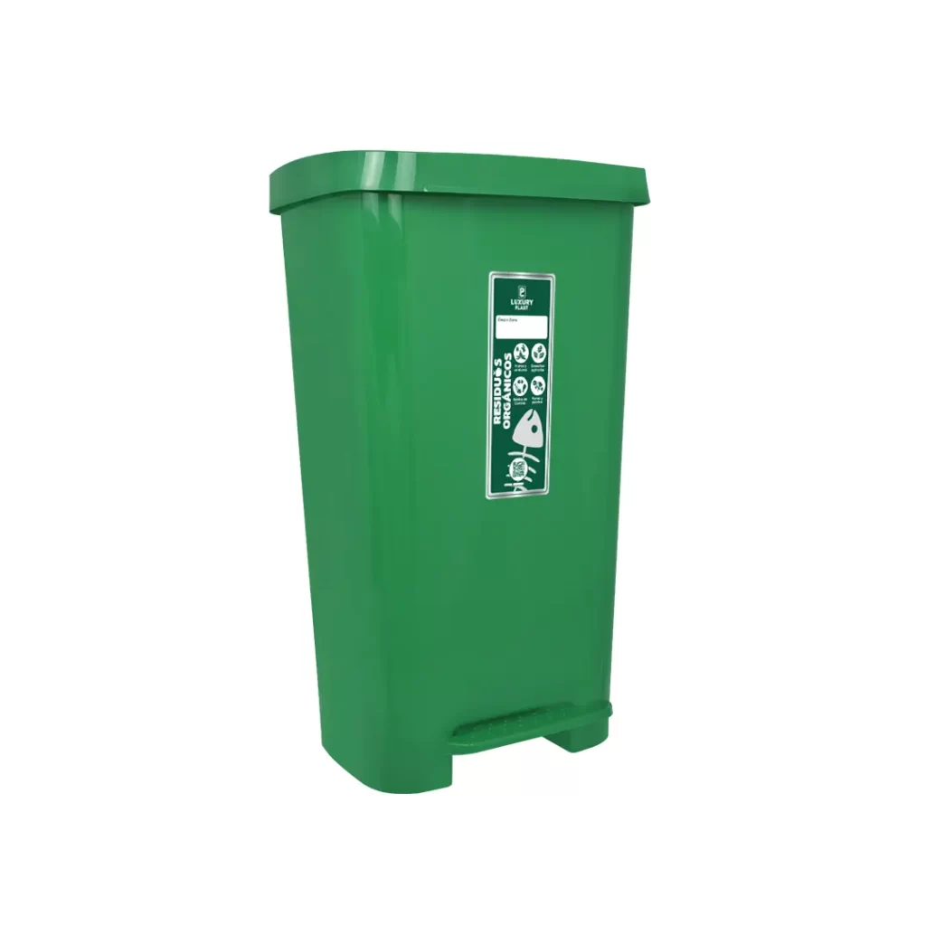 Papelera Cuadrada con Pedal 45 Litros Verde Luxury