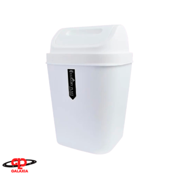 Papelera Cuadrada con Tapa Vaivén 15 Litros Blanca Luxury