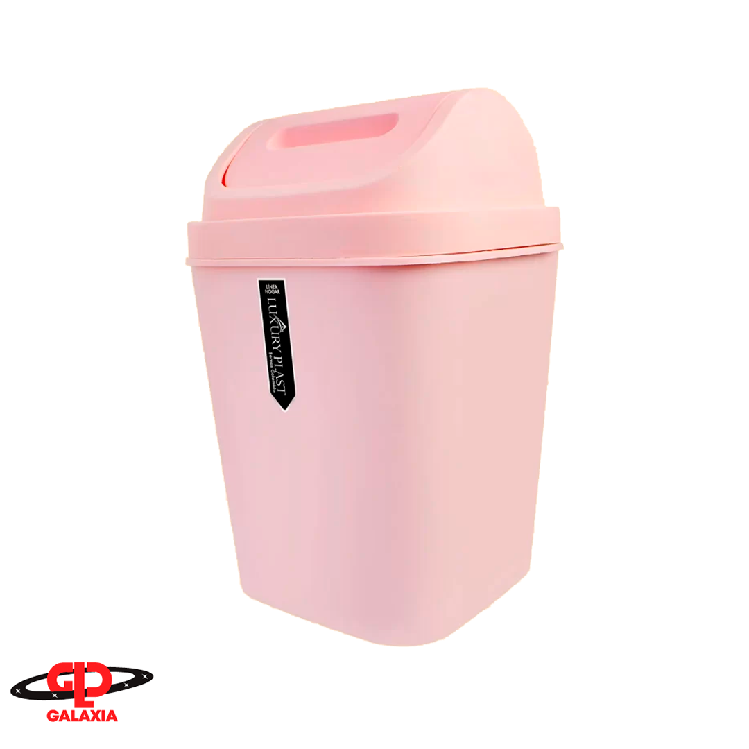 Papelera Cuadrada con Tapa Vaivén 15 Litros Rosa Luxury