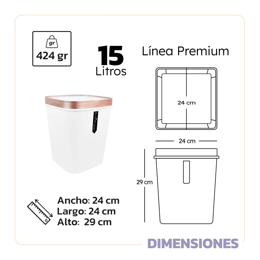 Papelera-Cuadrada-sin-Tapa-15-Litros-MEDIDAS-Luxury