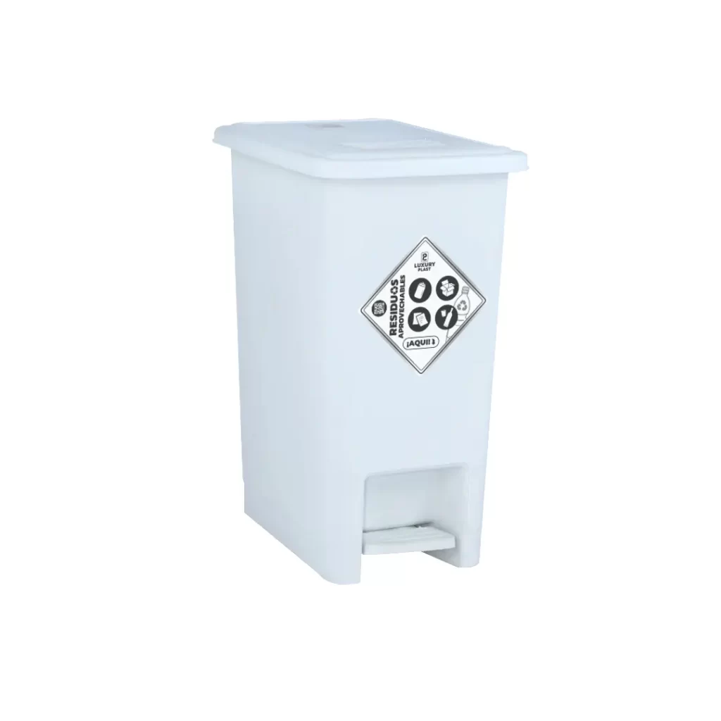 Papelera Rectangular con Pedal 12Litros Blanca Luxury