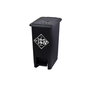 Papelera Rectangular con Pedal 12Litros Negra Luxury