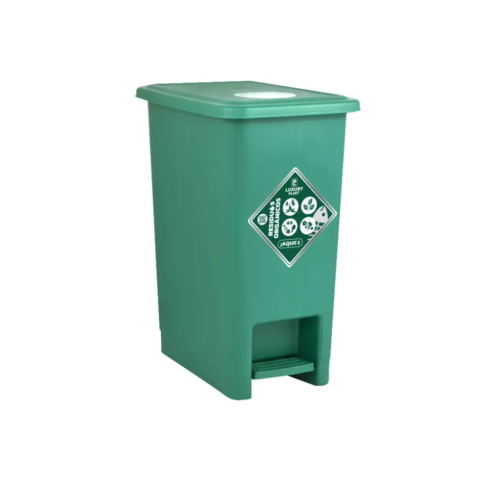 Papelera Rectangular con Pedal 12Litros Verde Luxury