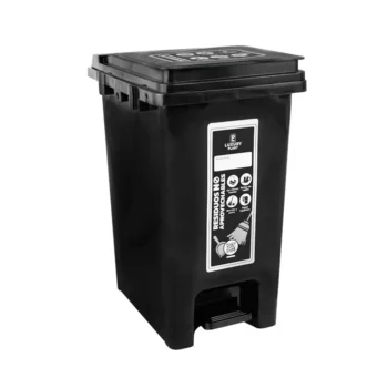 Papelera Rectangular con-Pedal 20 Litros-Negra Luxury