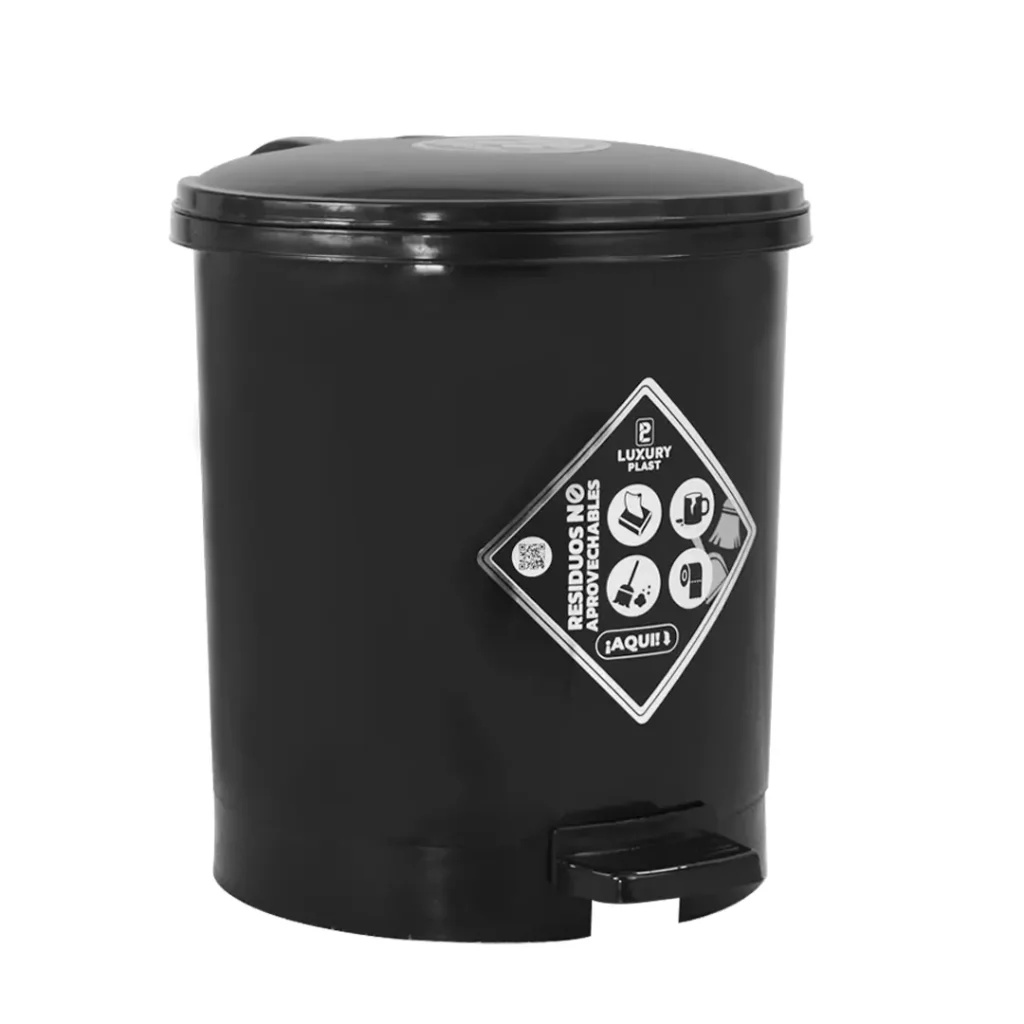 Papelera Redonda con Pedal 7 Litros Negra Luxury