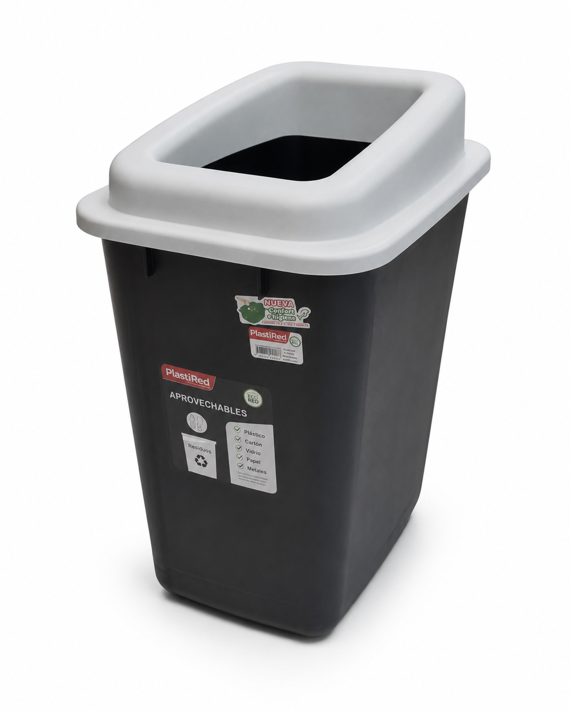 Papelera Rectangular 40 Litros Blanca Pred